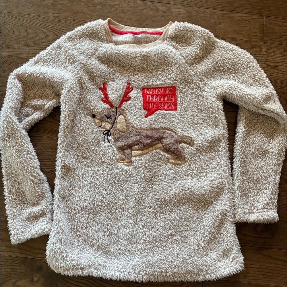 Holiday Time Cream Dachshund Reindeer Sweatshirt